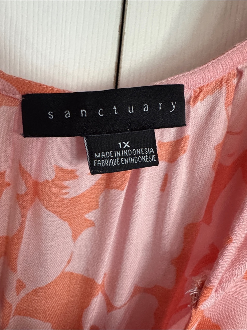 Sanctuary Pink Orange Printed Weekender Babydoll Mini Dress Plus Size 1x - Picture 6 of 6